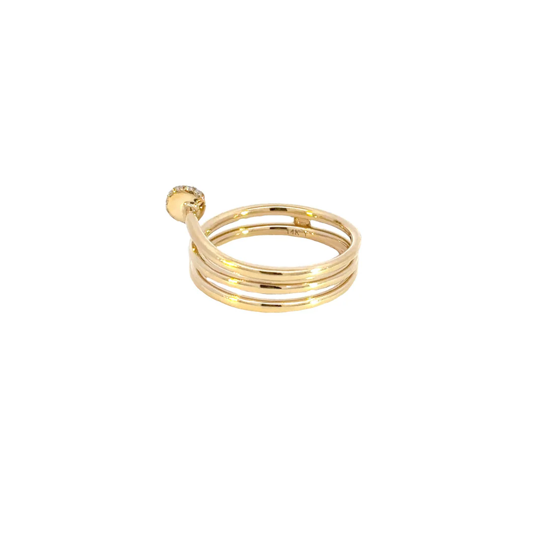 RFA18091. 14K Solid Yellow Gold Diamond Spiral Ring - Image 4