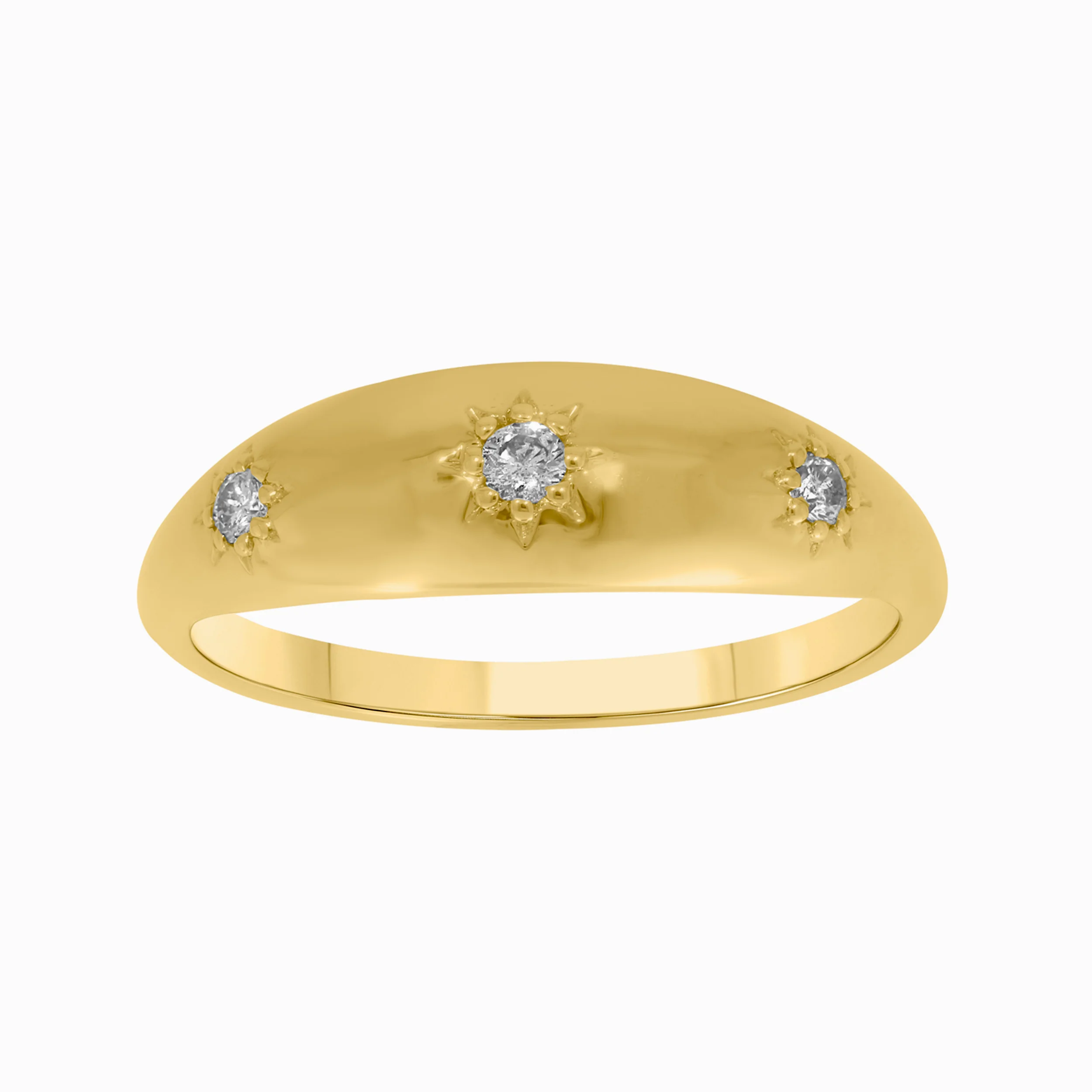 RAB01578. 14K Solid Yellow Gold Diamond Stars Ring - Image 2