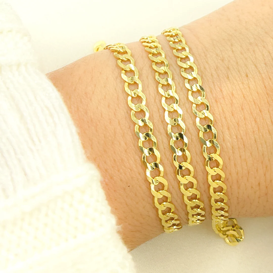 100R13FG1T2A9L001byFt. 14K Solid Yellow Gold Flat Curb Chain by Foot - Image 2