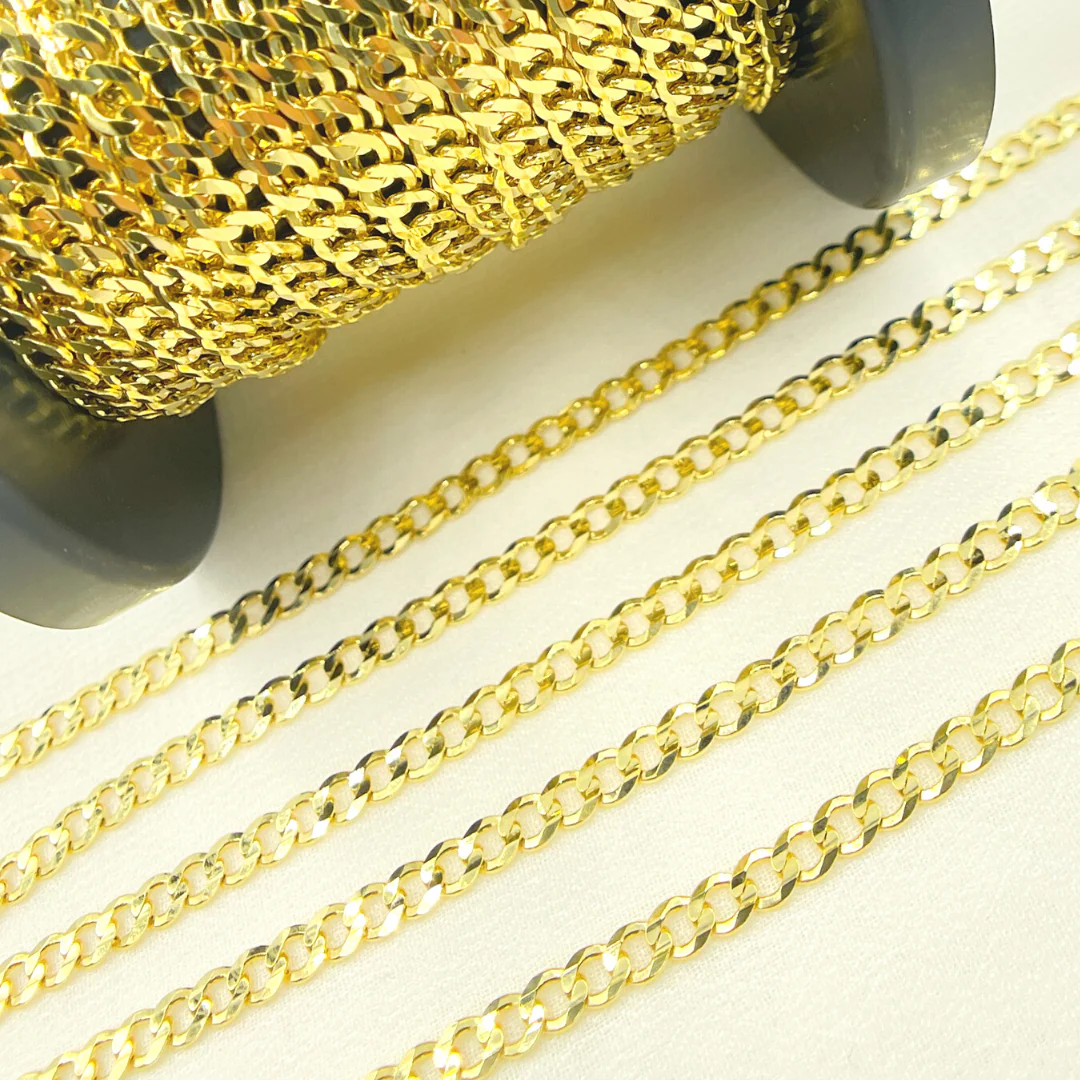100R13FG1T2A9L001byFt. 14K Solid Yellow Gold Flat Curb Chain by Foot - Image 5
