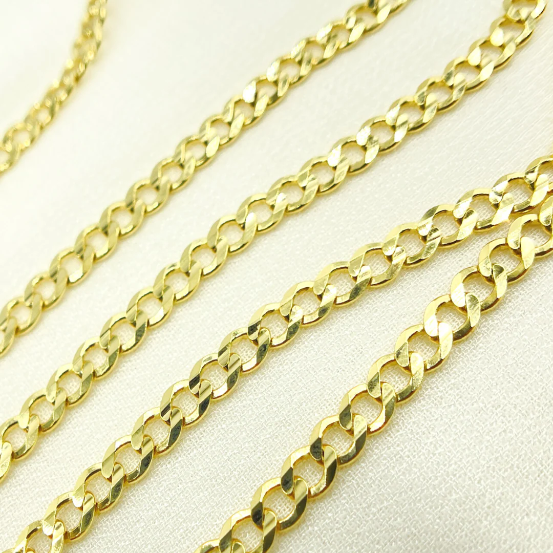100R13FG1T2A9L001byFt. 14K Solid Yellow Gold Flat Curb Chain by Foot - Image 7