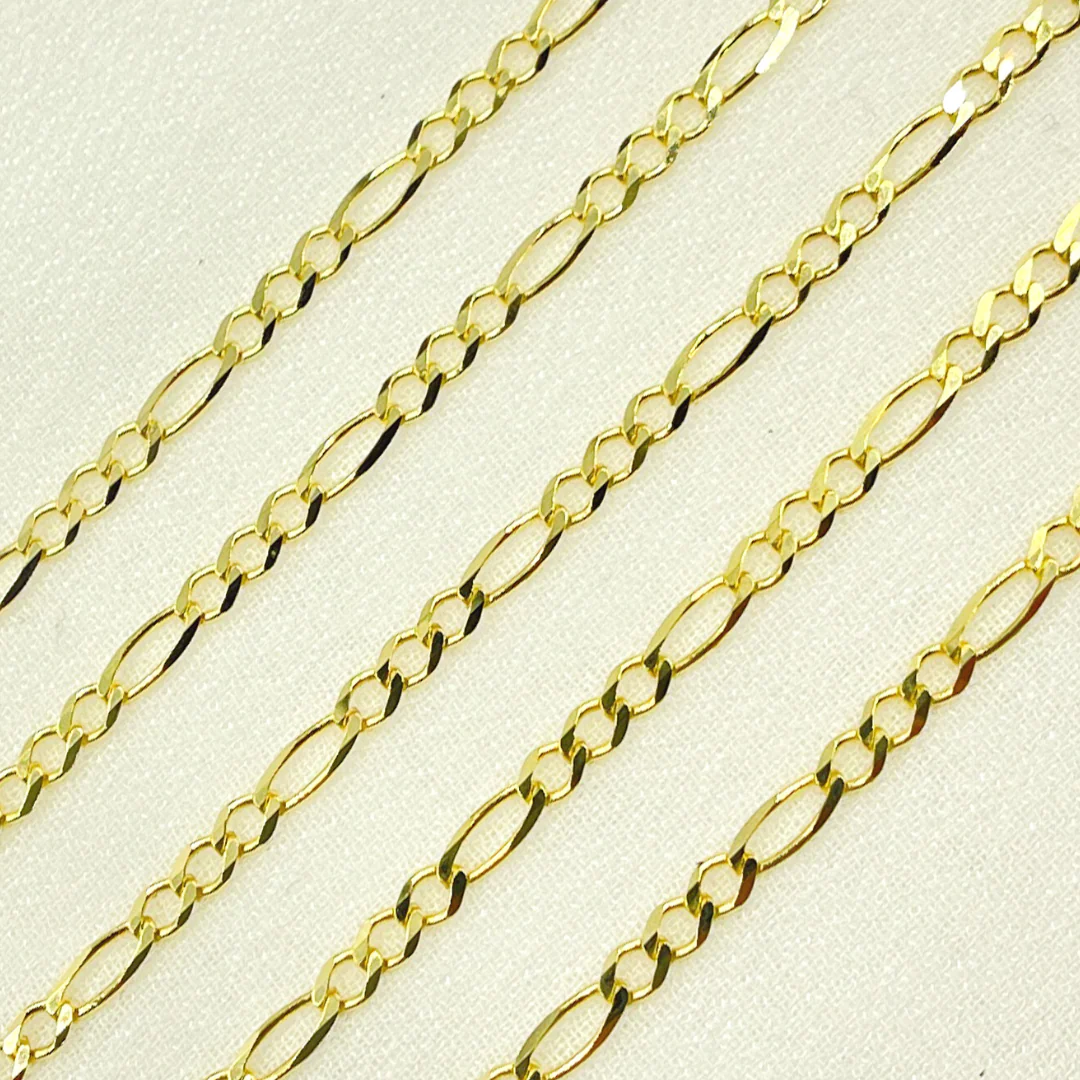 058GL3BPT2A8L001byFt. 14K Solid Yellow Gold Flat Figaro Chain by Foot - Image 3