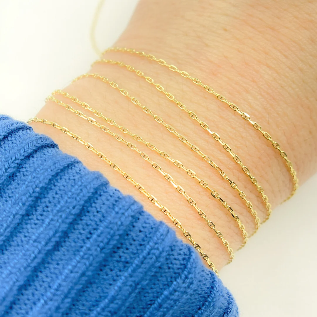 030FLP1T5byFt. 14K Solid Yellow Gold Flat Marina Link Chain