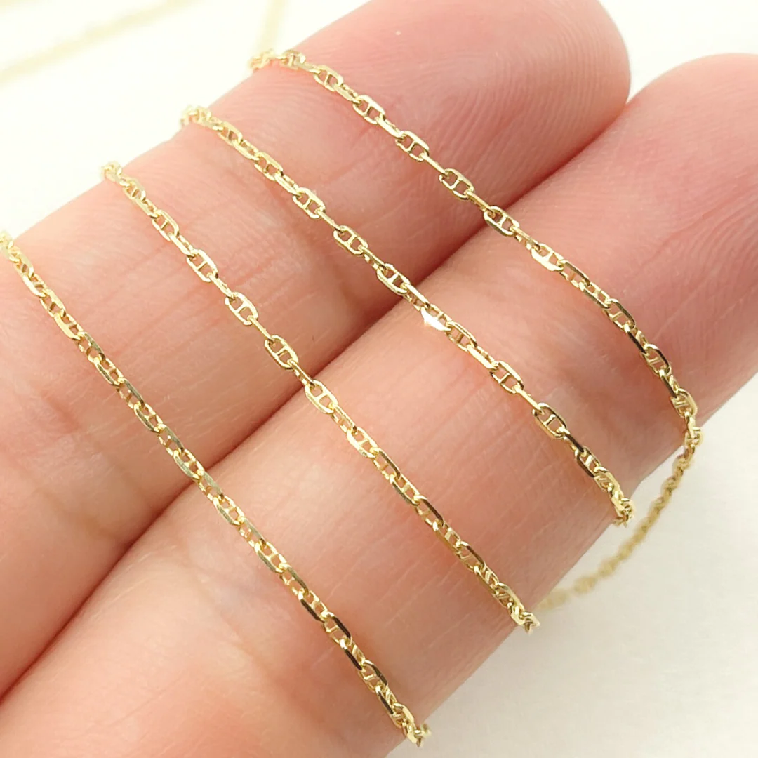 030FLP1T5byFt. 14K Solid Yellow Gold Flat Marina Link Chain - Image 3