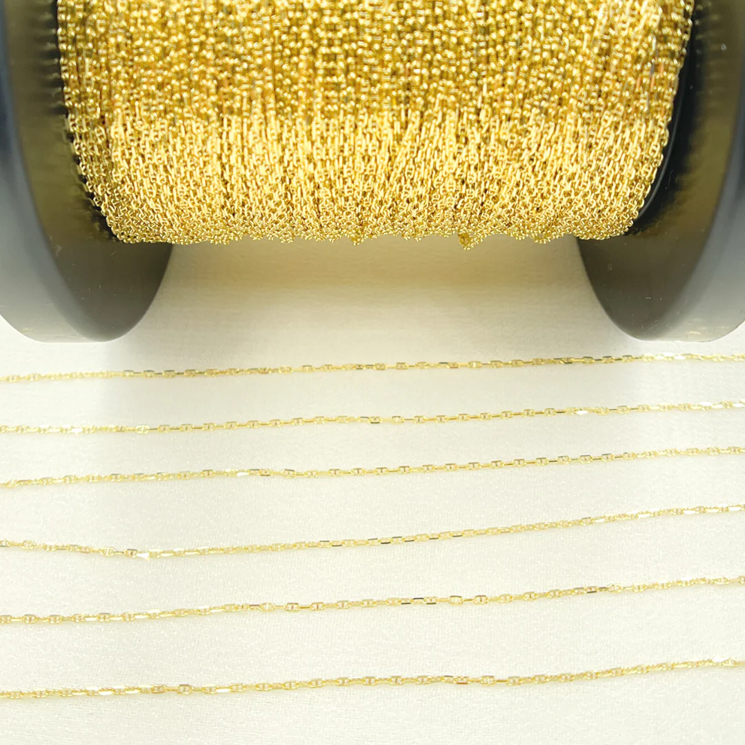 030FLP1T5byFt. 14K Solid Yellow Gold Flat Marina Link Chain - Image 5