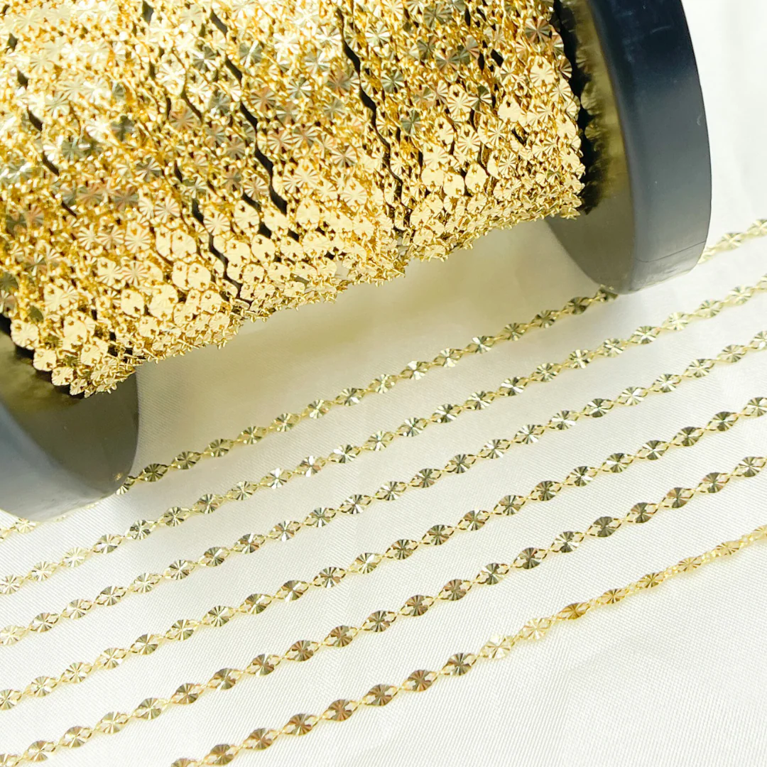 040FA1P122byFt. 14k Solid Yellow Gold Marina Diamond Cut Link Chain - Image 4