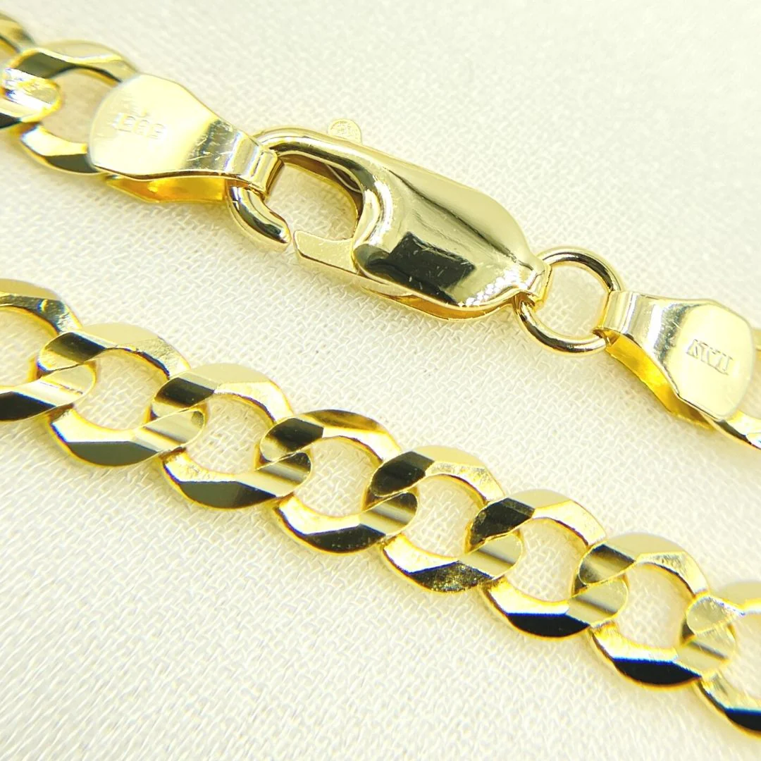 120R13FG1T2A9L001. 14K Solid Yellow Gold Miami Flat Curb Chain - Image 3