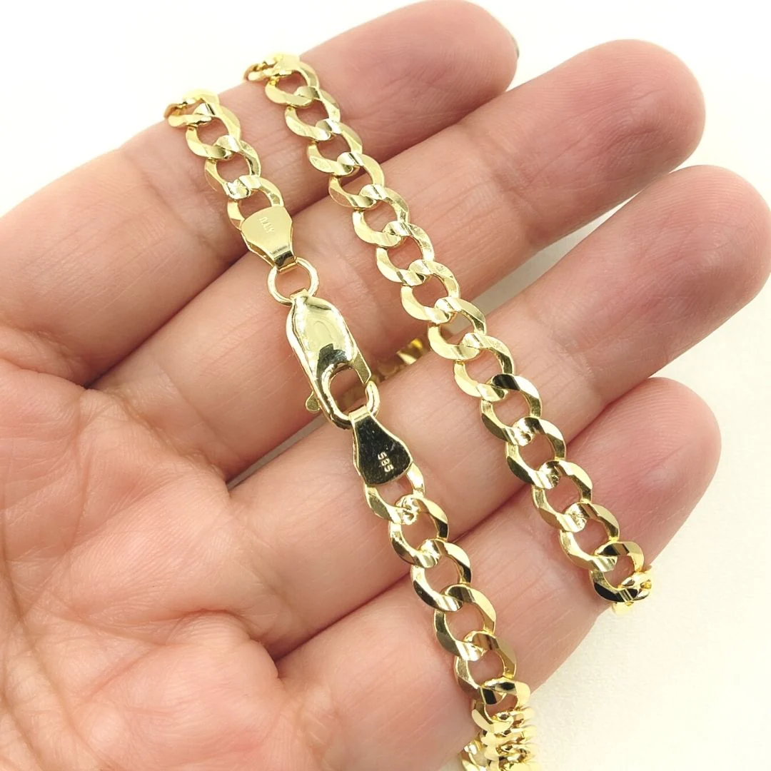 120R13FG1T2A9L001. 14K Solid Yellow Gold Miami Flat Curb Chain - Image 4