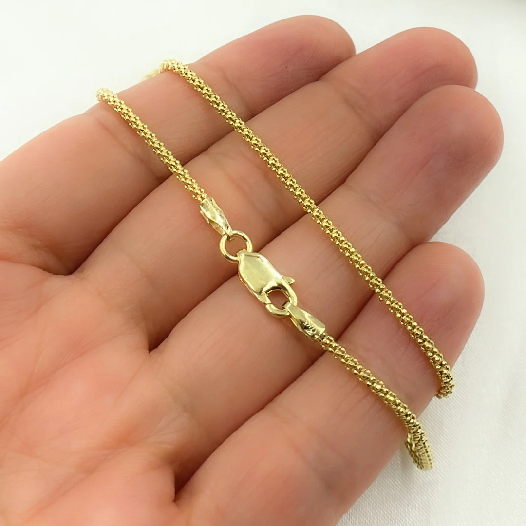 180KORD. 14k Solid Yellow Gold Popcorn Chain - Image 2