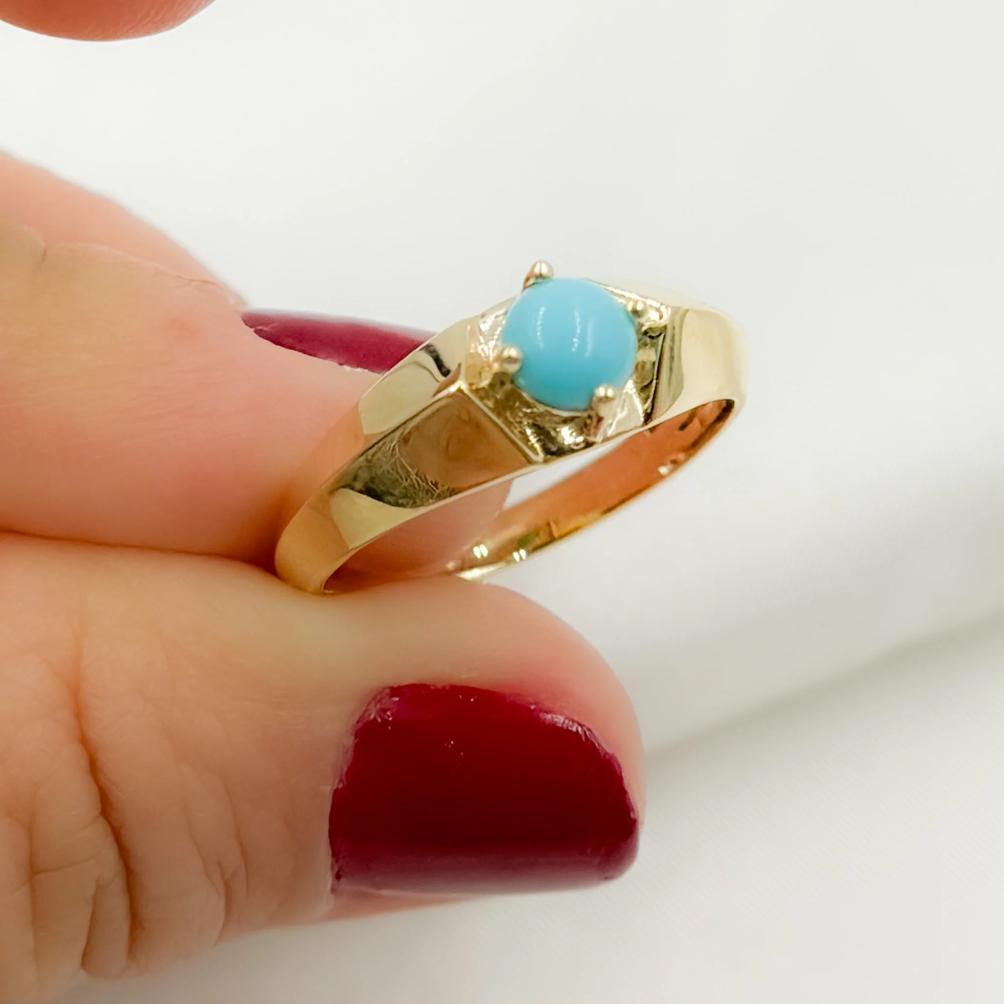 14K Solid Yellow Gold Turquoise Ring. CR96323TQ5 - Image 2