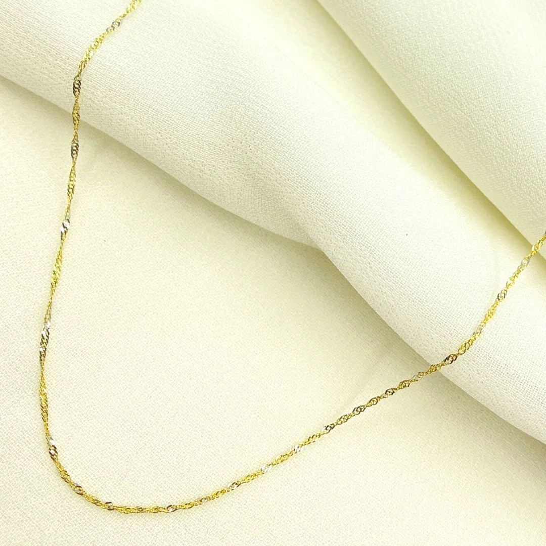 018G2S2CLMSIA0BDB. 14K Solid Two Tone Gold Singapore Chain - Image 2