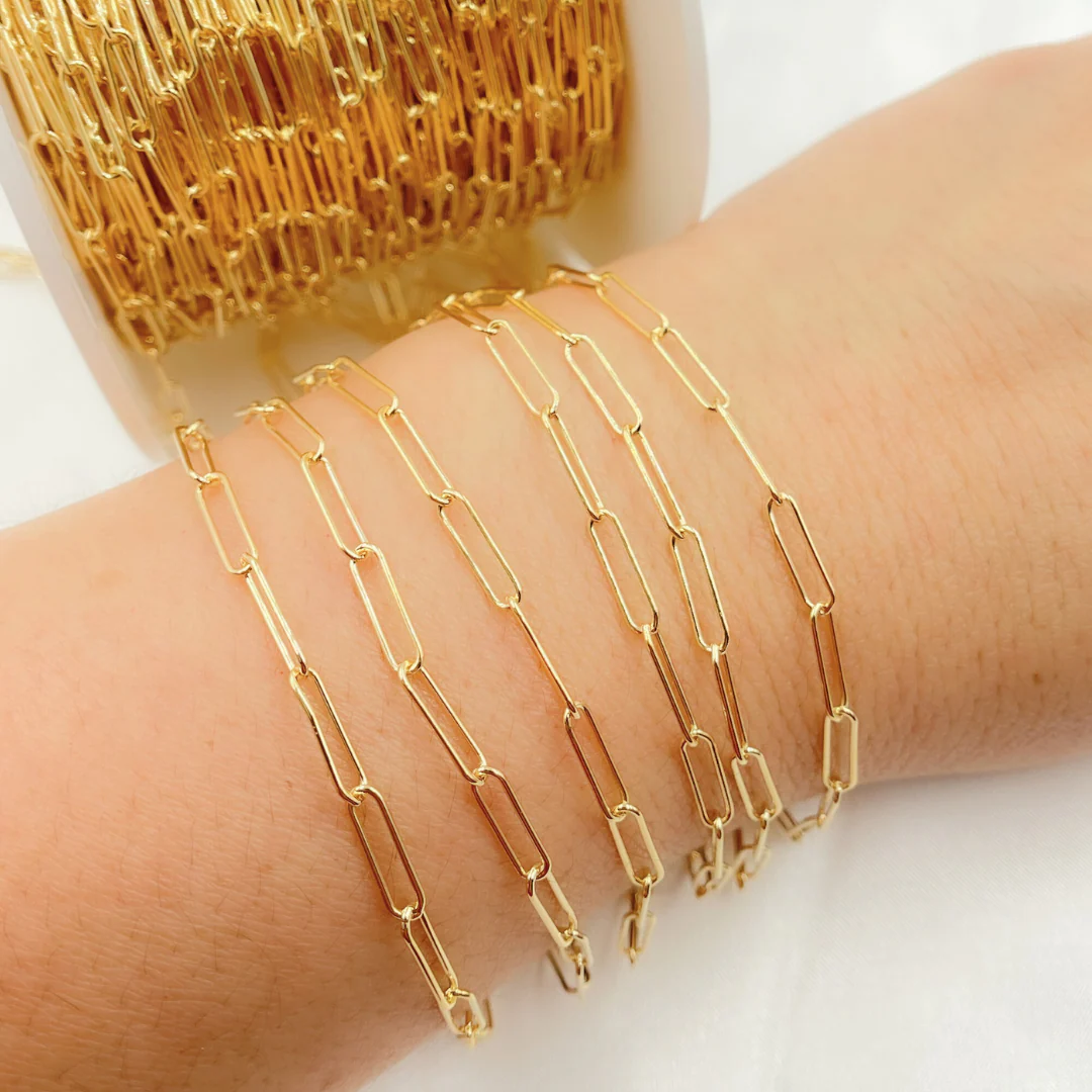 V205GF. 14k Yellow Gold Filled Smooth Paperclip Link Chain - Image 5
