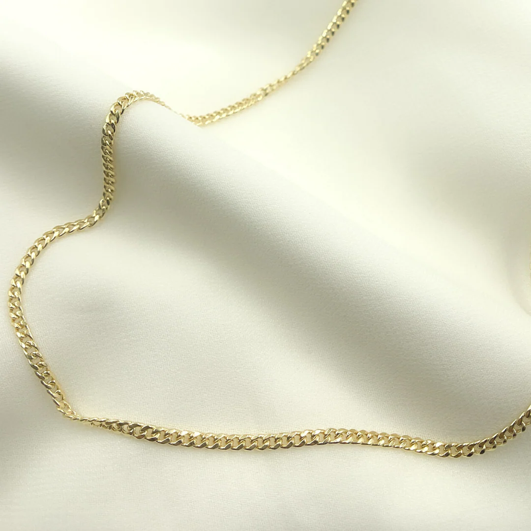 14K02. 14K Solid Gold Hollow Curb Chain - Image 2