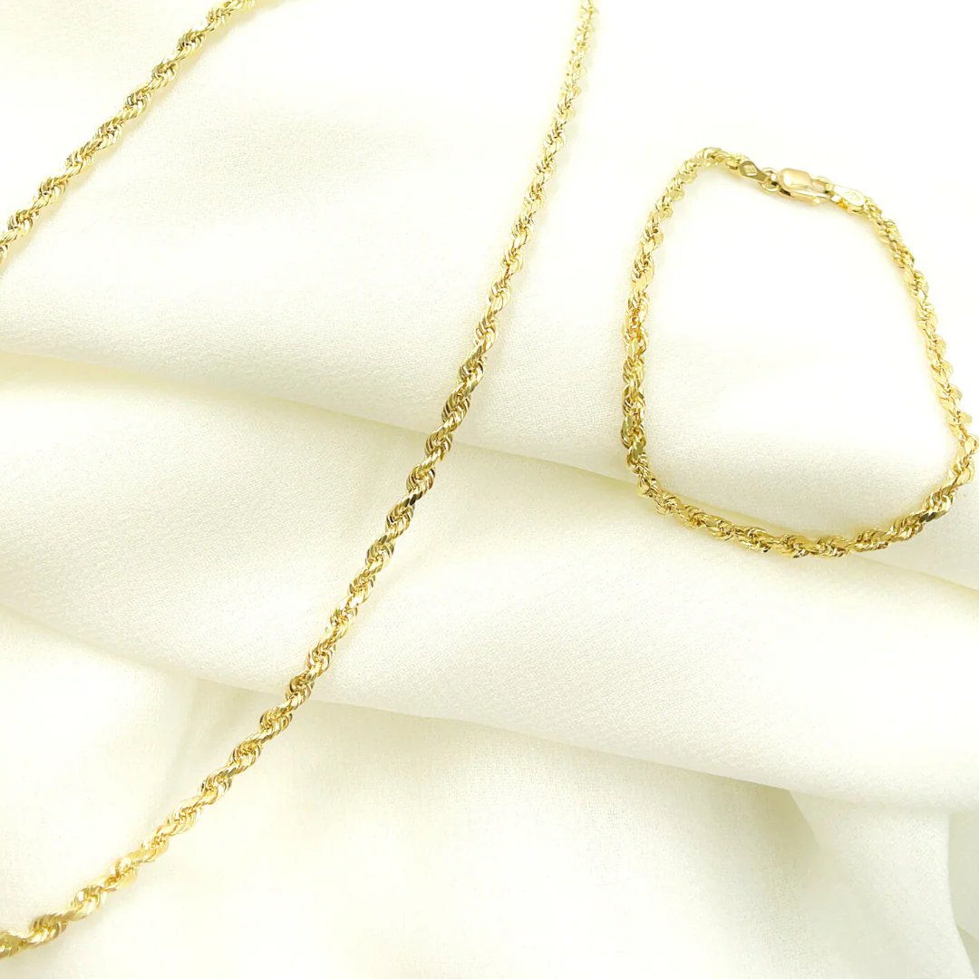 14K42. 14K Solid Gold Rope Necklace - Image 4