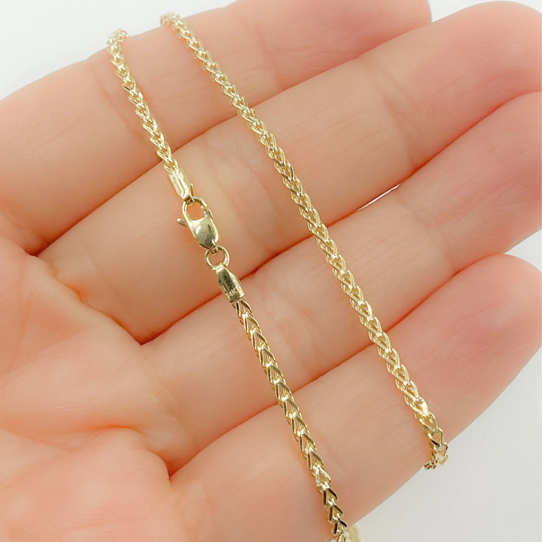 14K47. 14K Solid Gold Wheat Necklace - Image 2