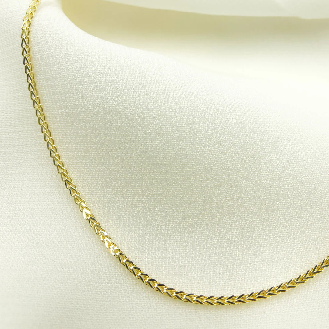 14K47. 14K Solid Gold Wheat Necklace - Image 3