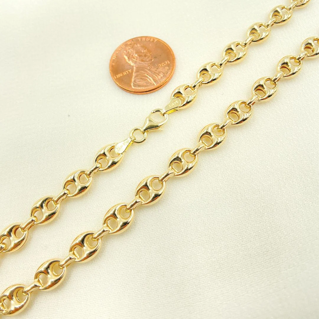 14K51. 14K Solid Yellow Gold Fancy Marina Style Link Chain - Image 4