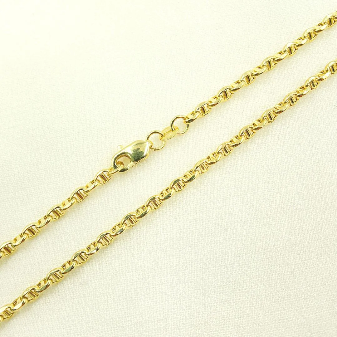 14K52. 14K Solid Yellow Gold Diamond Cut Marina Style Link Chain