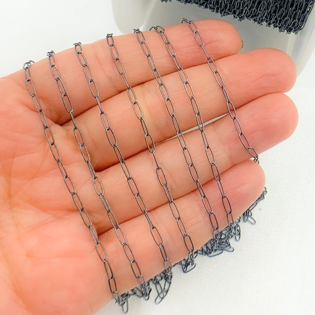 1606BD. Black Rhodium Sterling Silver Paperclip Chain - Image 3