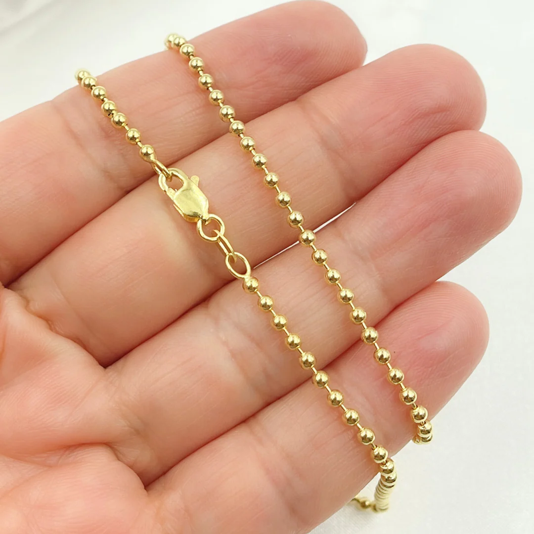 200CP. 14k Solid Yellow Gold Bead Chain - Image 2