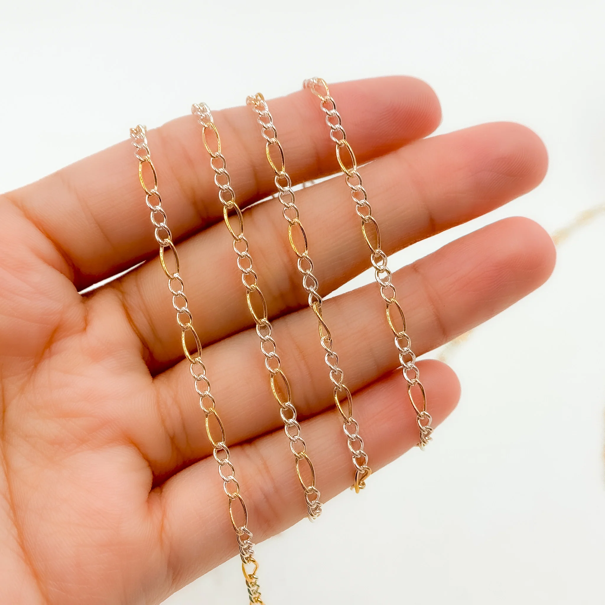 2431CTT. Gold Filled and Sterling Silver Figaro Style Chain - Image 4