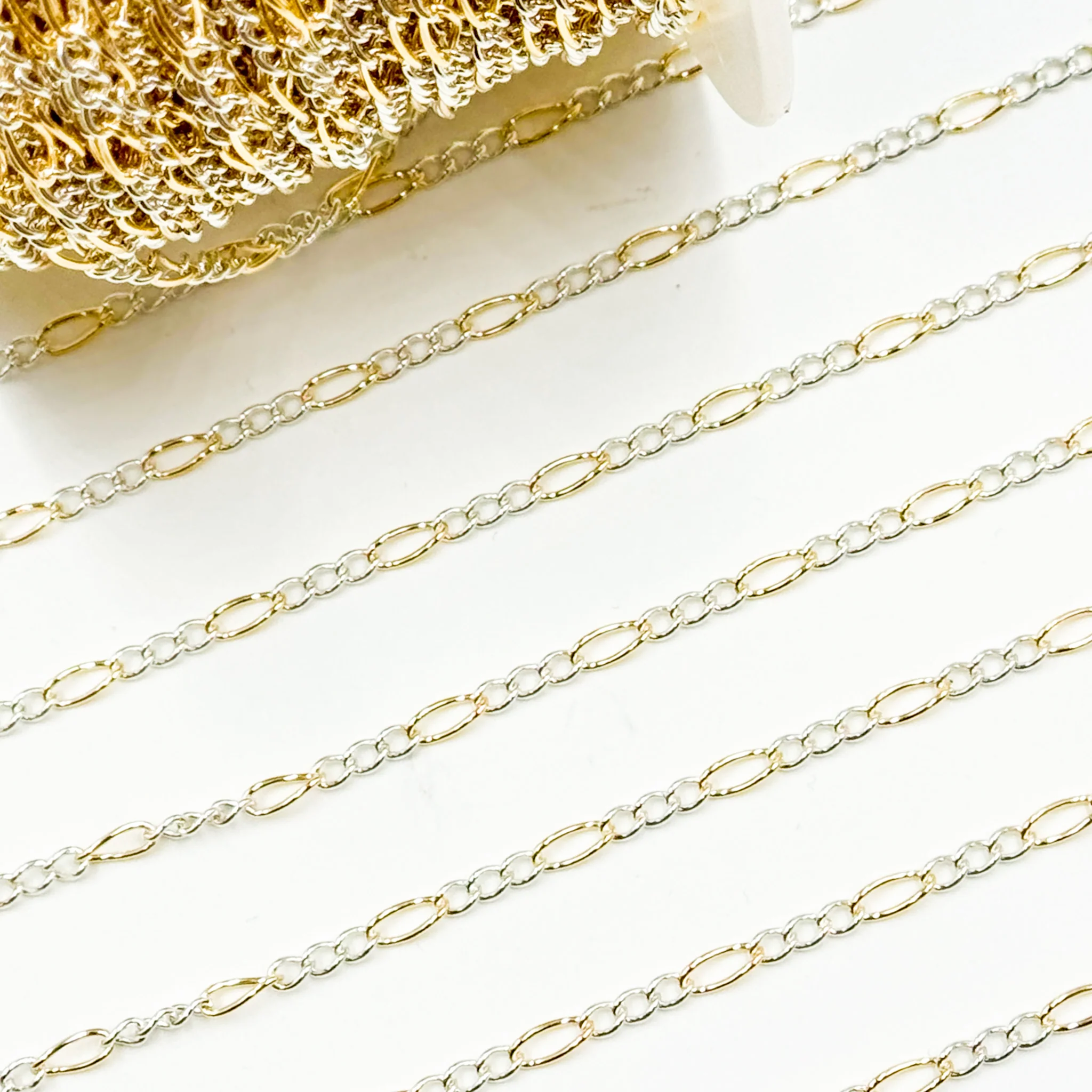 2431CTT. Gold Filled and Sterling Silver Figaro Style Chain - Image 5
