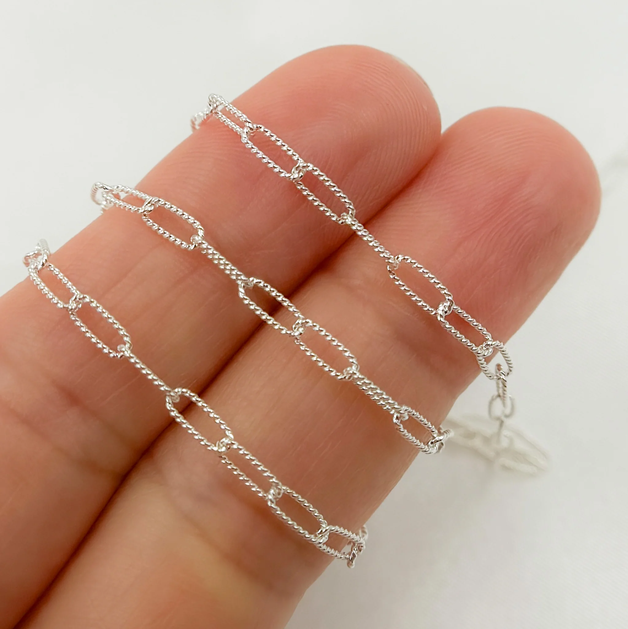 2505TWSS. Sterling Silver Hammered Paperclip Chain - Image 2