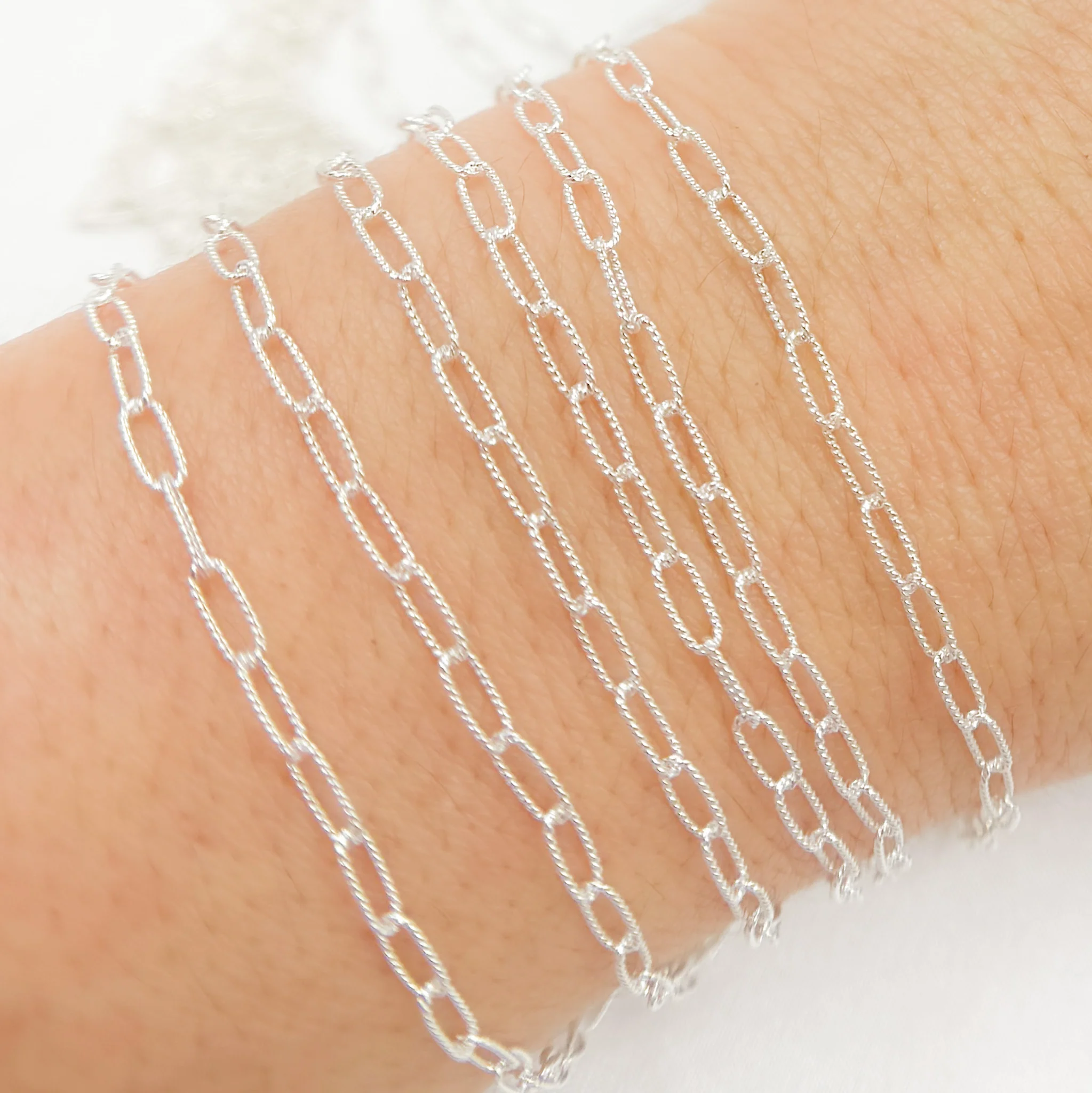 2505TWSS. Sterling Silver Hammered Paperclip Chain - Image 3