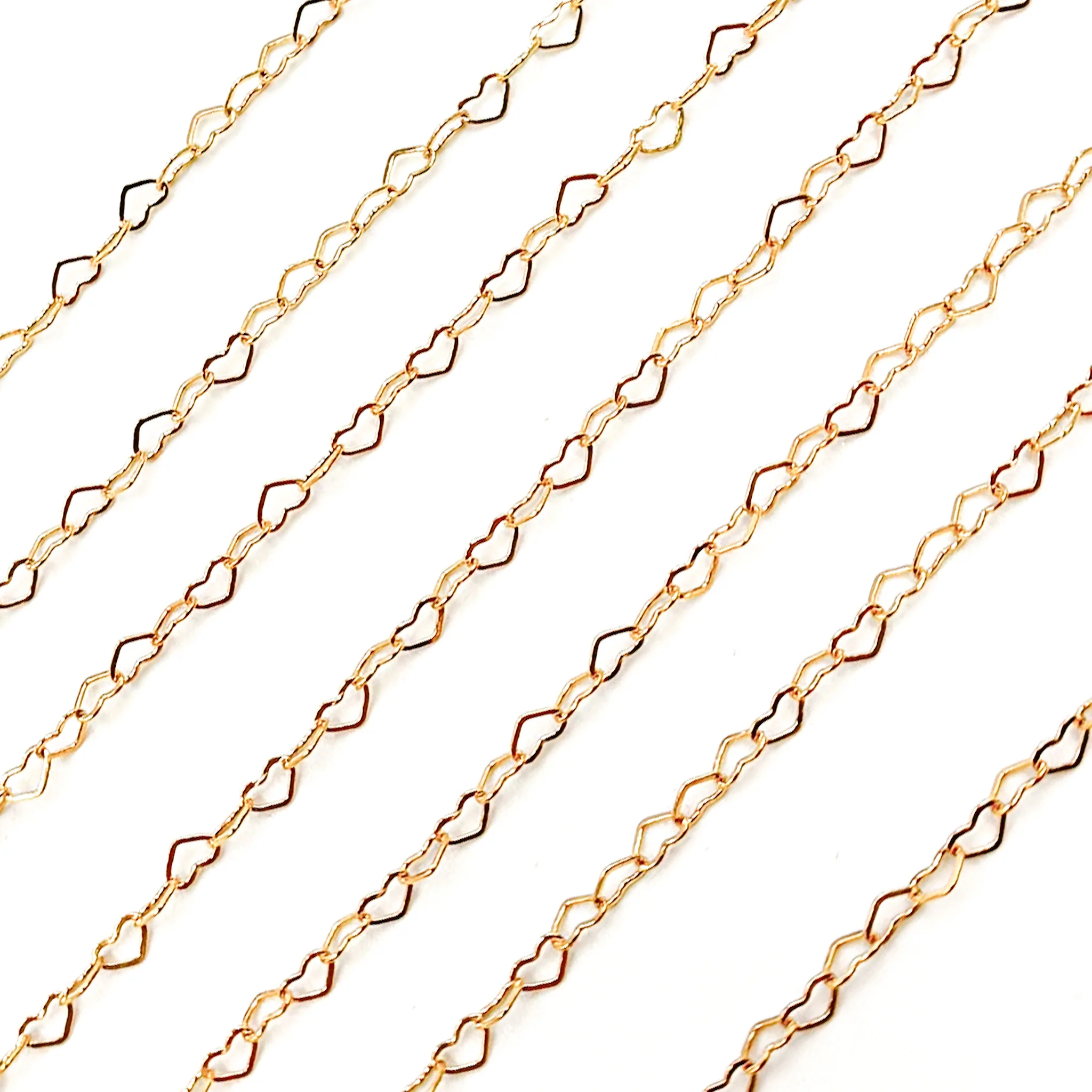 25F/SP-14K. 14K Yellow Solid Gold Flat Heart Link Chain - Image 3