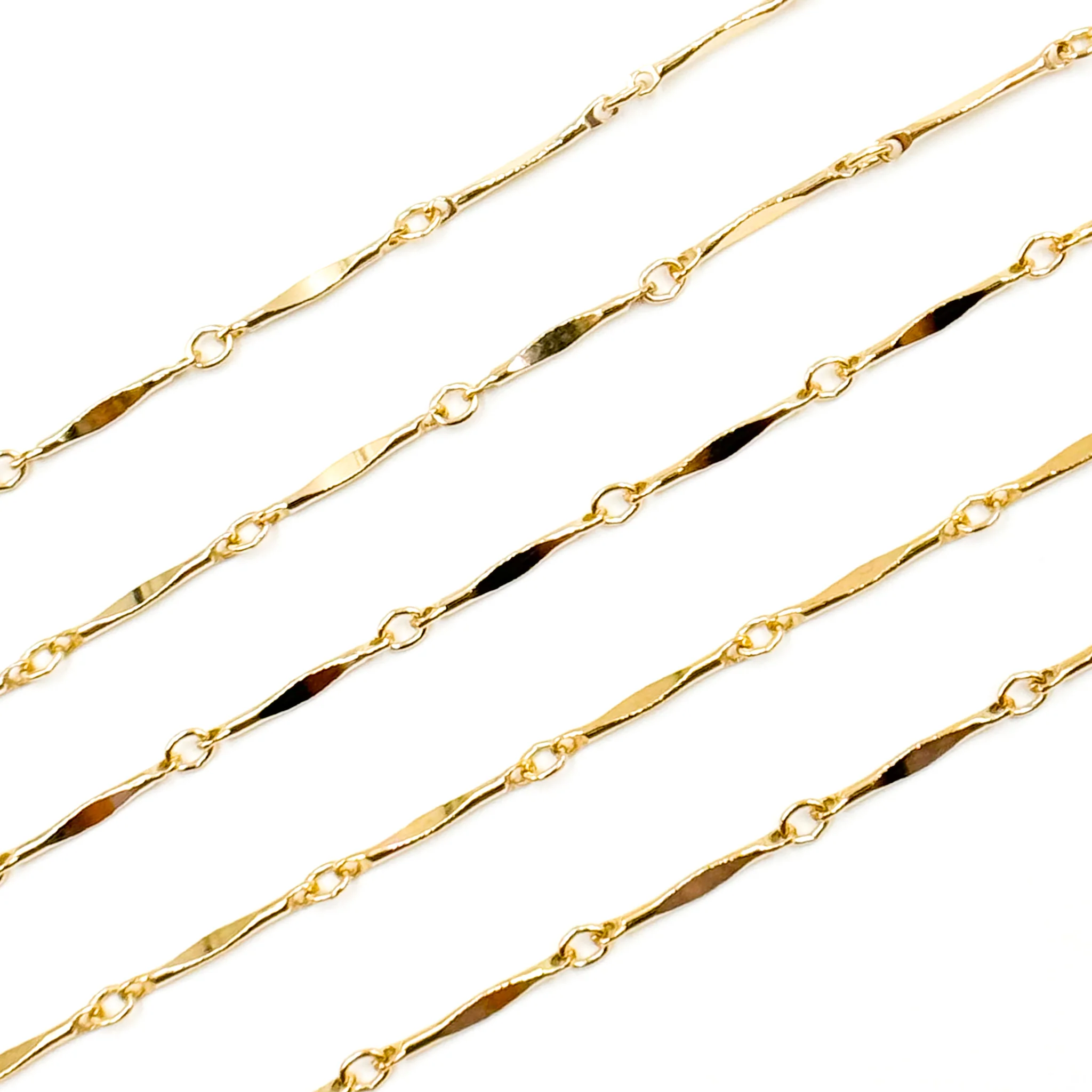 40/8720BD-14K. Solid Yellow Gold Dapped Bar Chain - Image 2