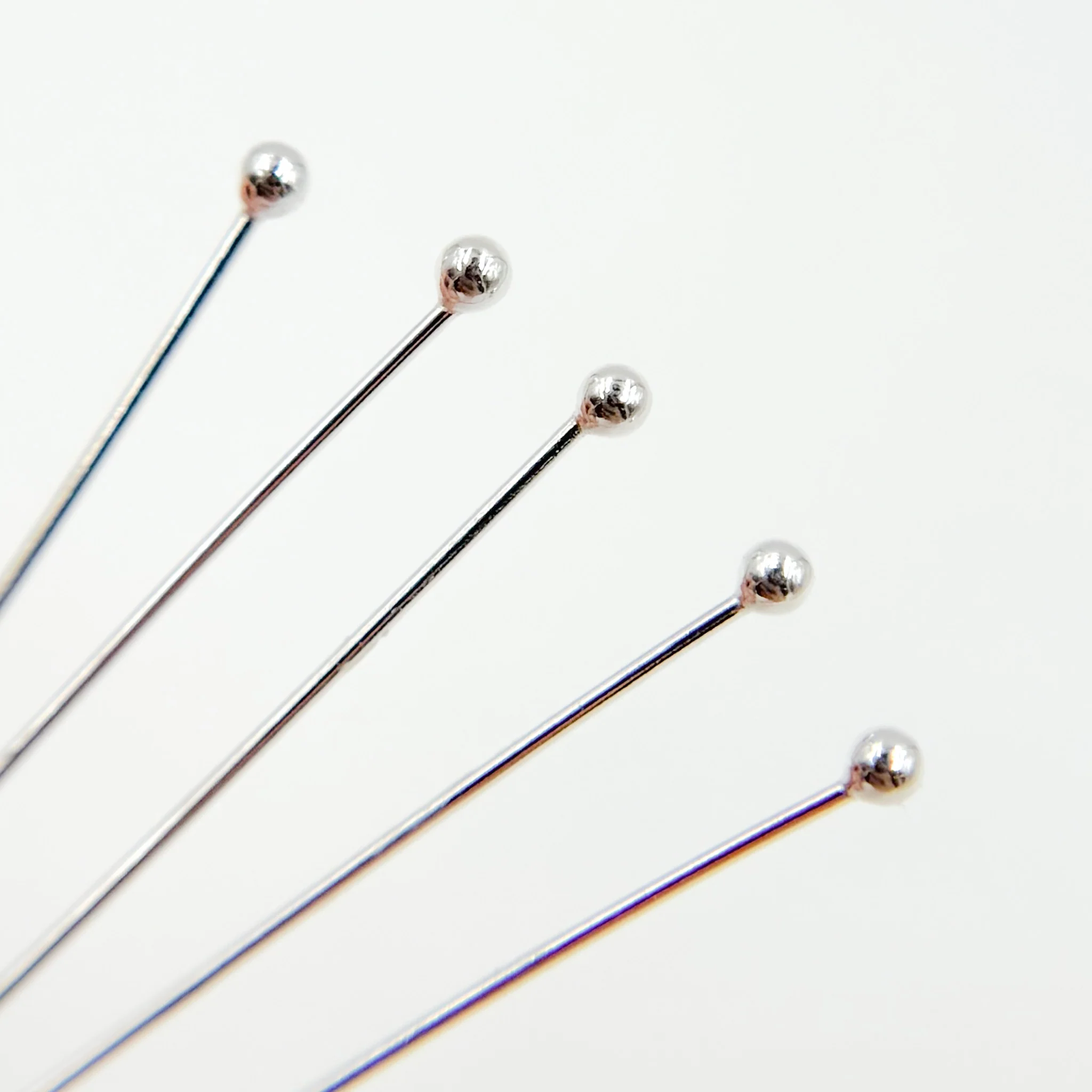 HPB2. 24 Gauge White Sterling Silver Ball 1.5 Inch Headpin - Image 4