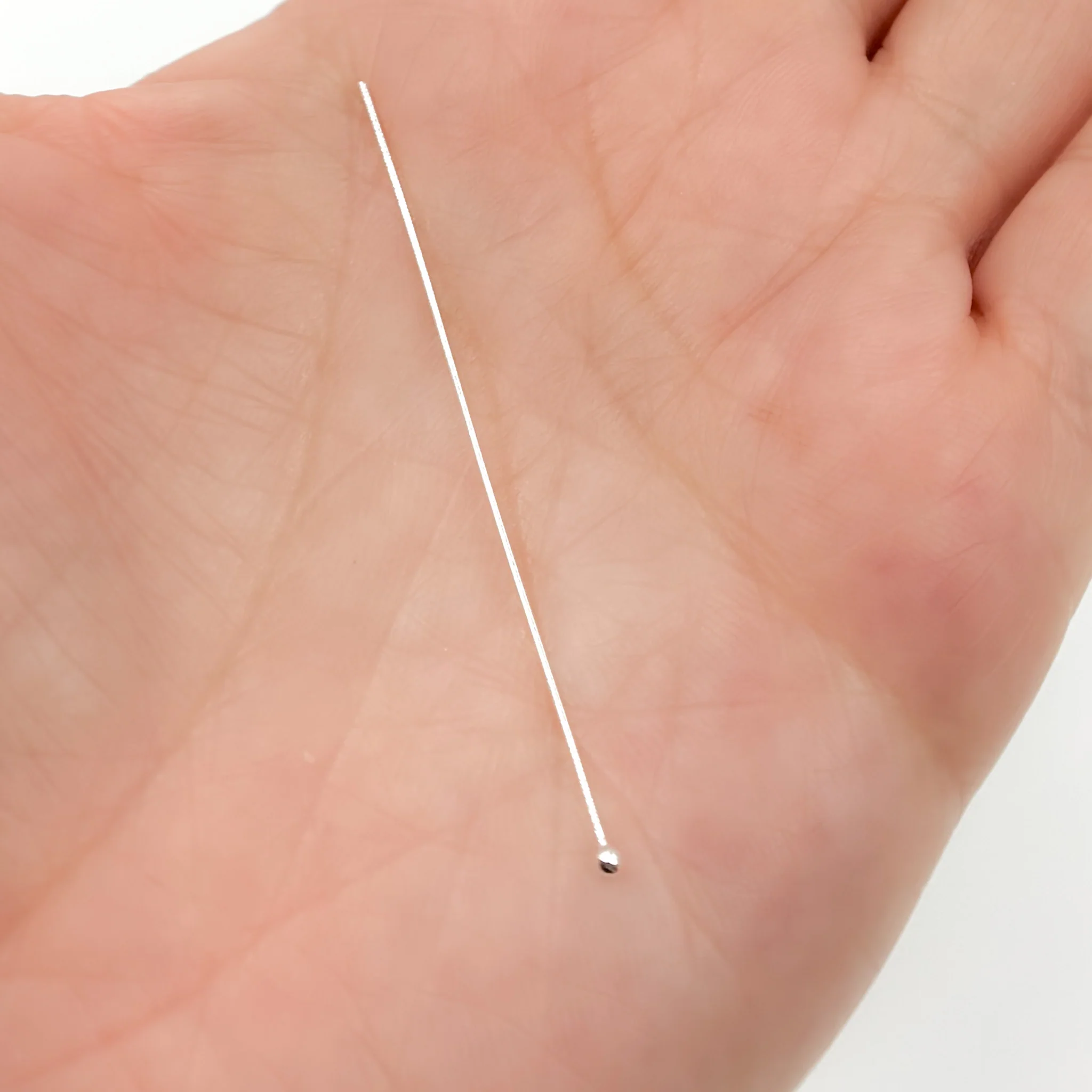 HPB3. 24 Gauge White Sterling Silver Ball 2 Inch Headpin