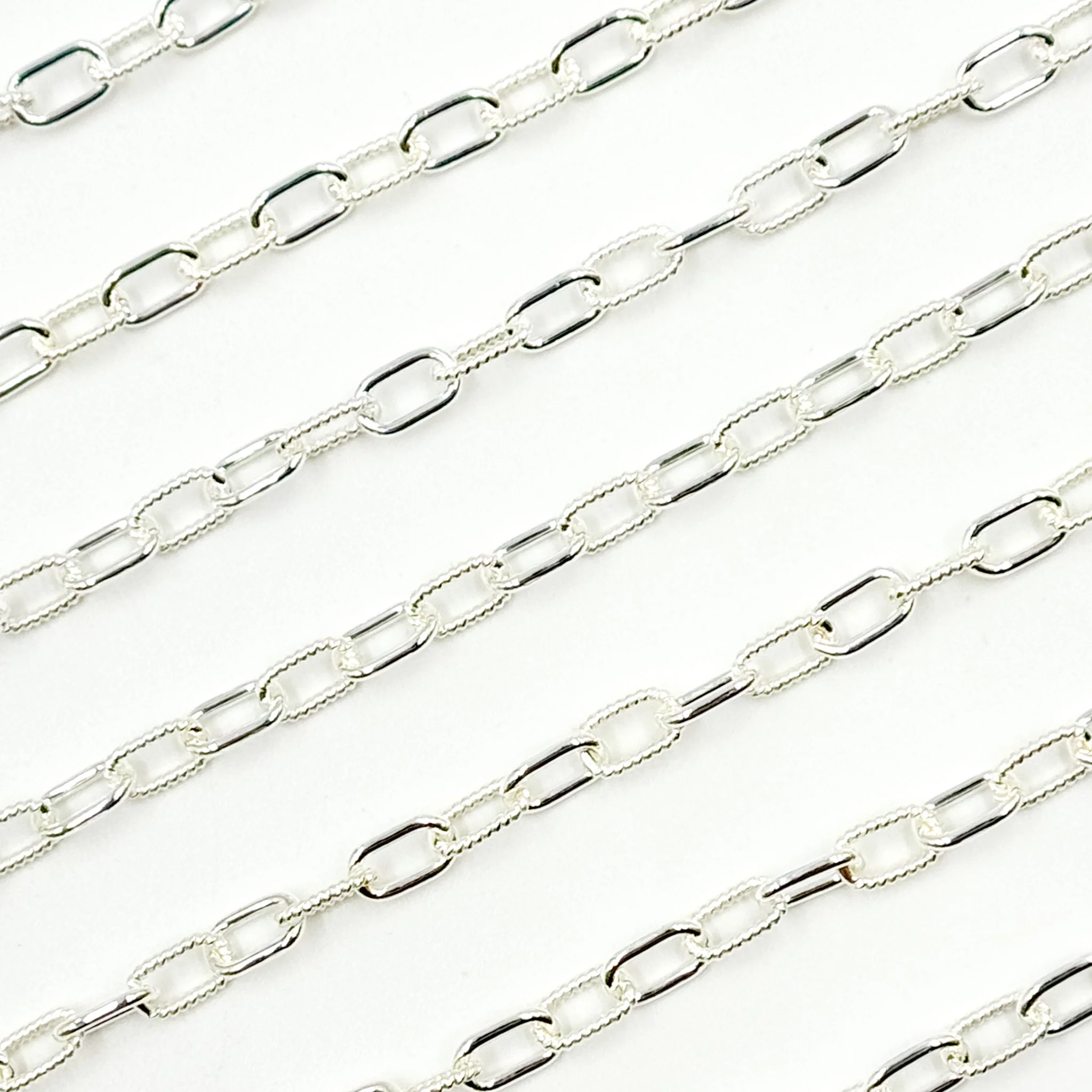 40061P1TSS. 925 Sterling Silver Elongated Twisted and Plain Cable Link Chain - Image 4