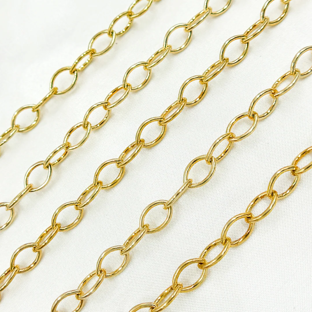 4703GP. Gold Plated 925 Sterling Silver Smooth Hollow Oval Link - Image 2