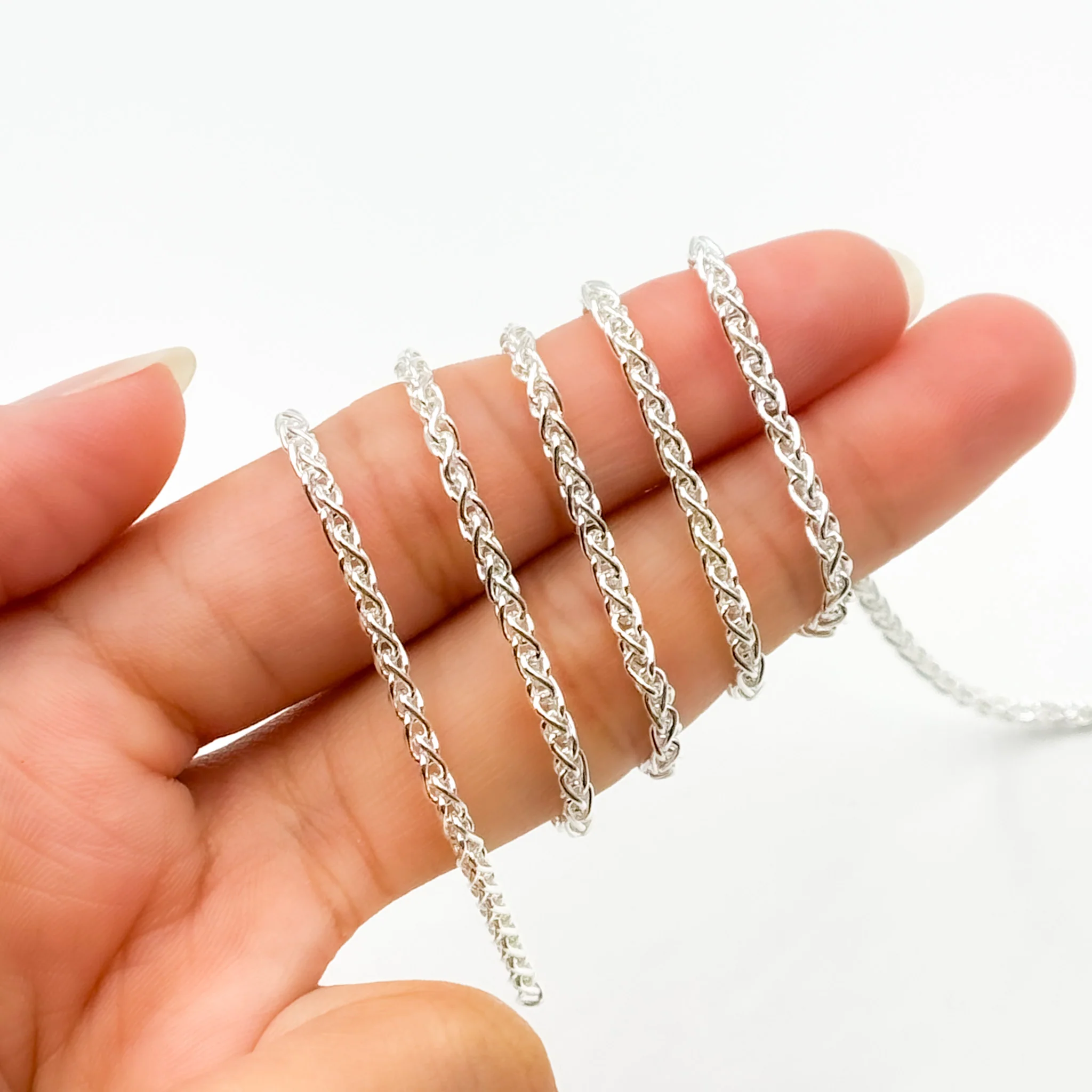 473SS. 925 Sterling Silver Wheat Chain - Image 3