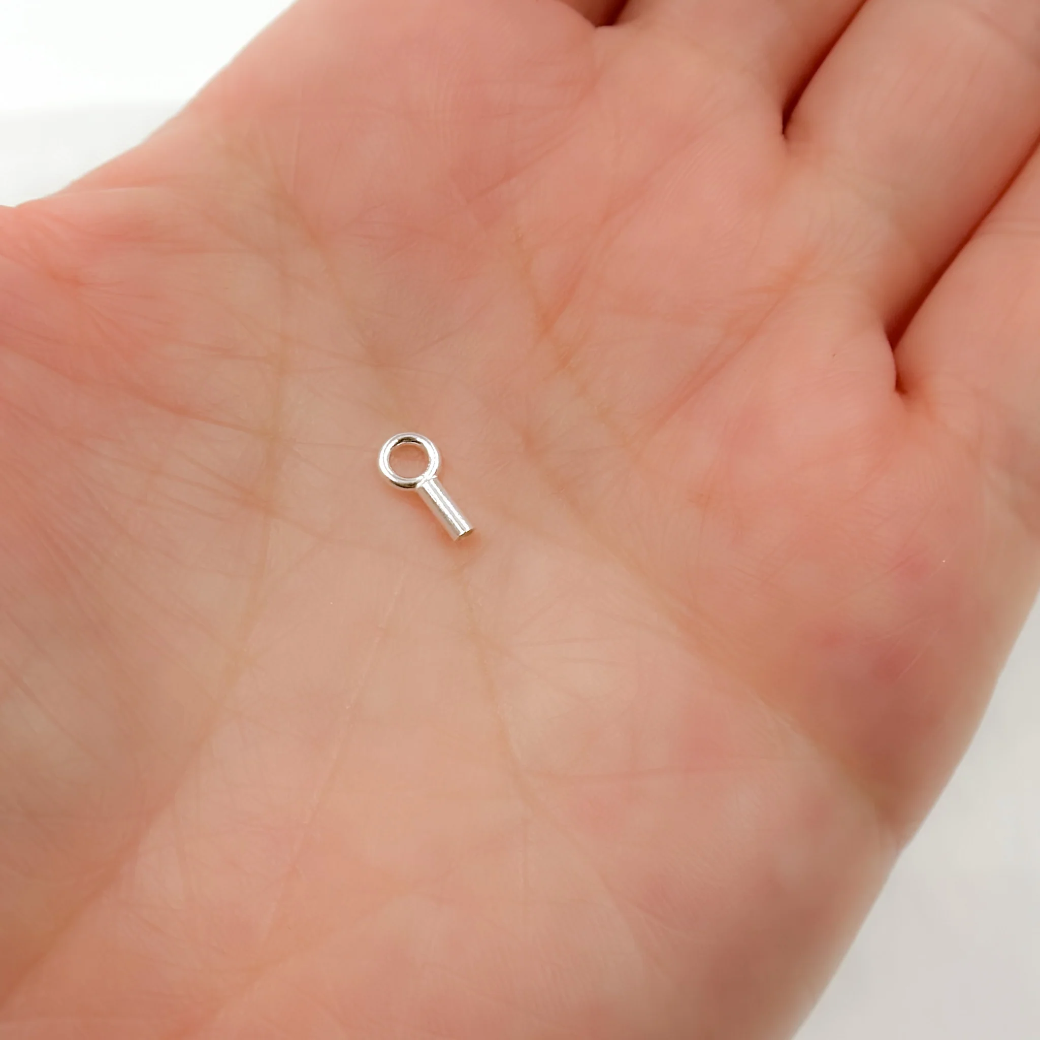 500077. 1.2MM White Sterling Silver Crimp Endcap with Ring - Image 3
