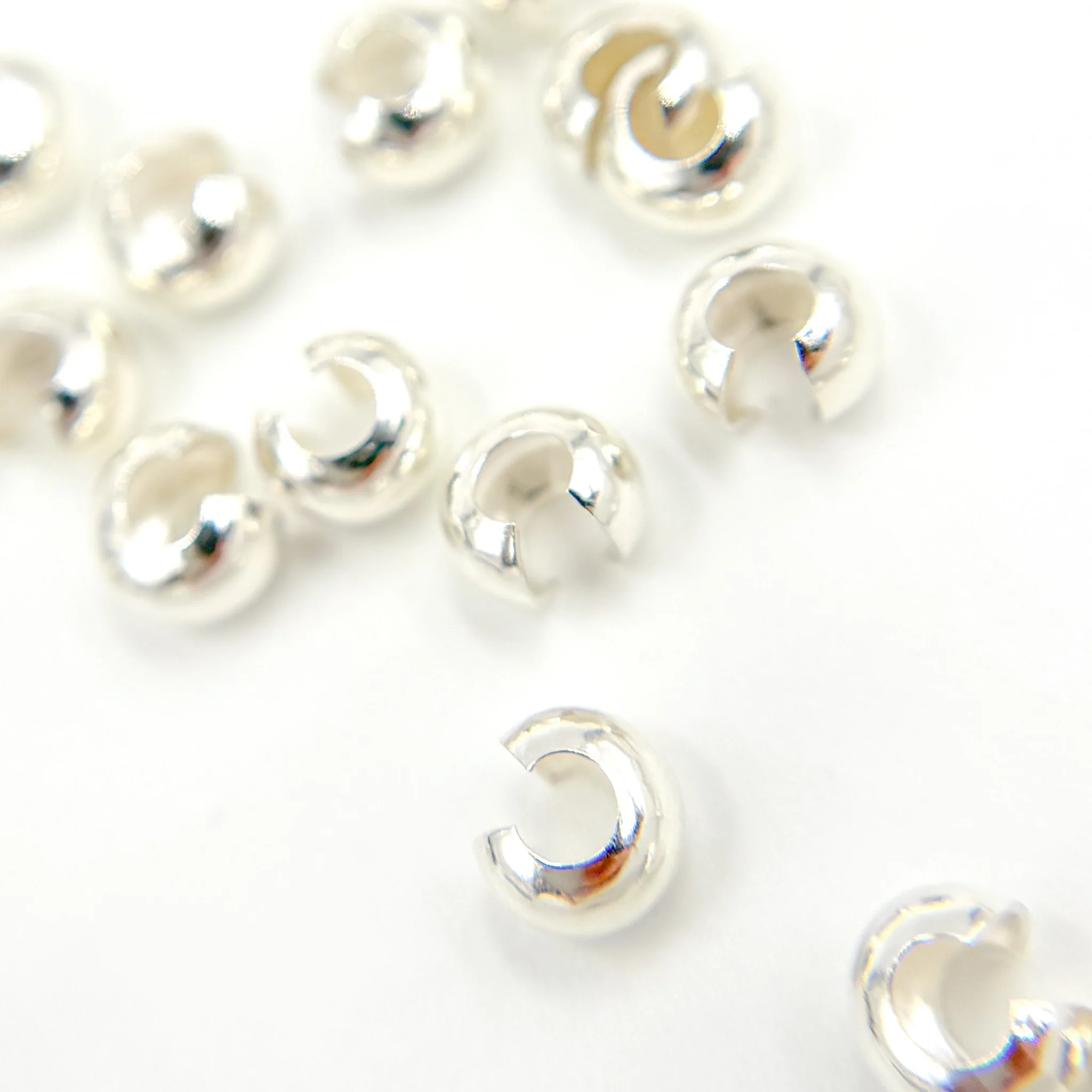 5004840CC. 4MM White Sterling Silver Crimp Cover - Image 2