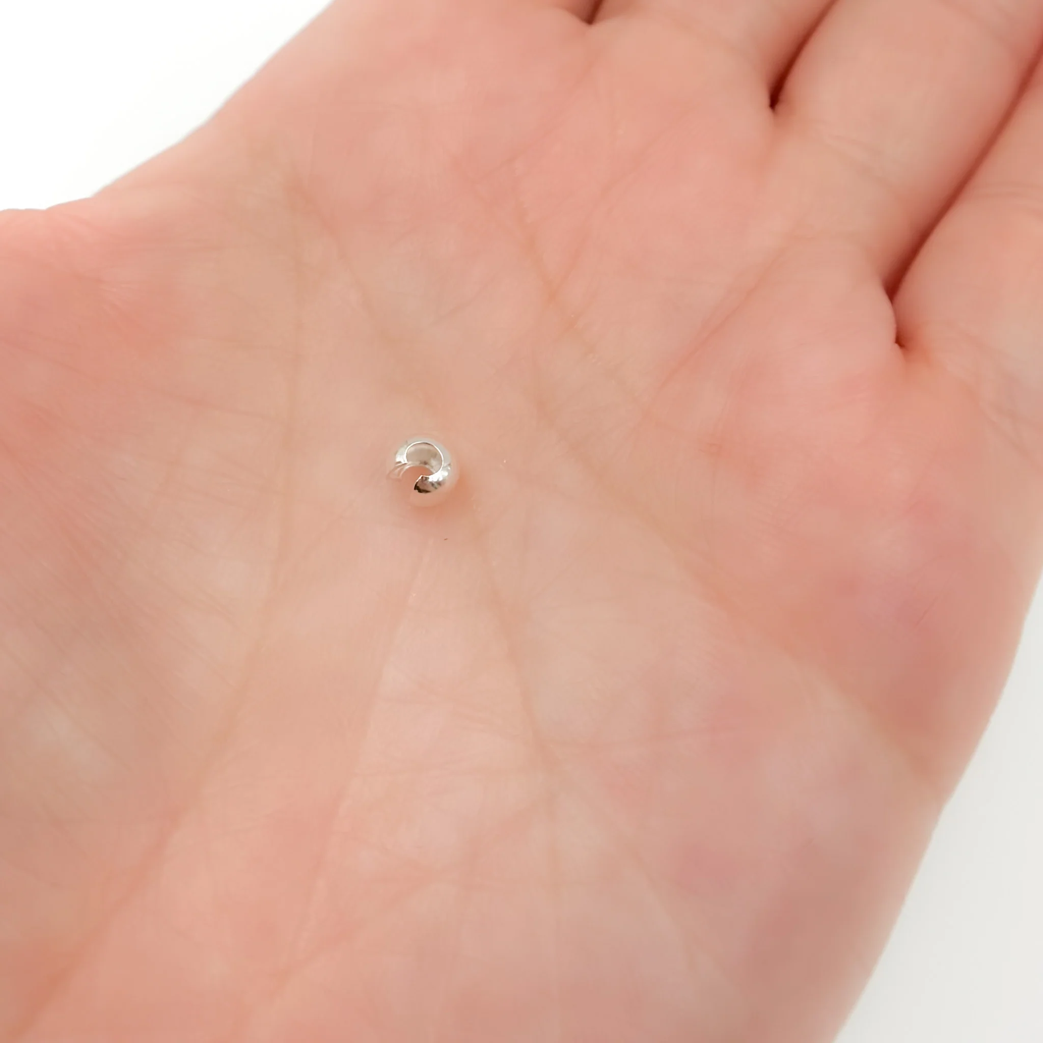 5004840CC. 4MM White Sterling Silver Crimp Cover - Image 3