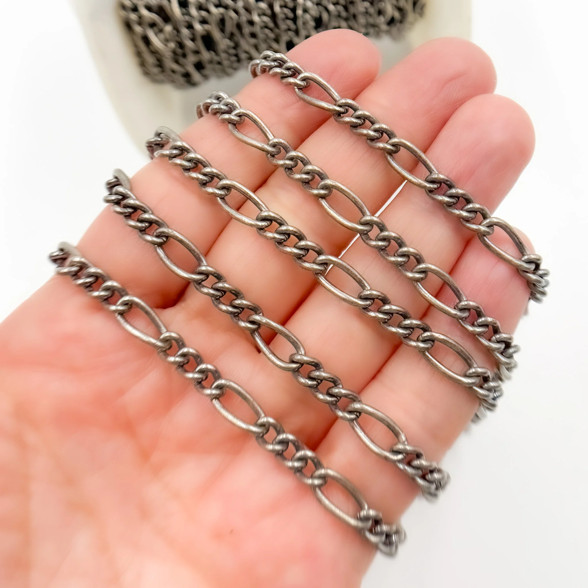 5031COX. Oxidized Sterling Silver Smooth Figaro Chain