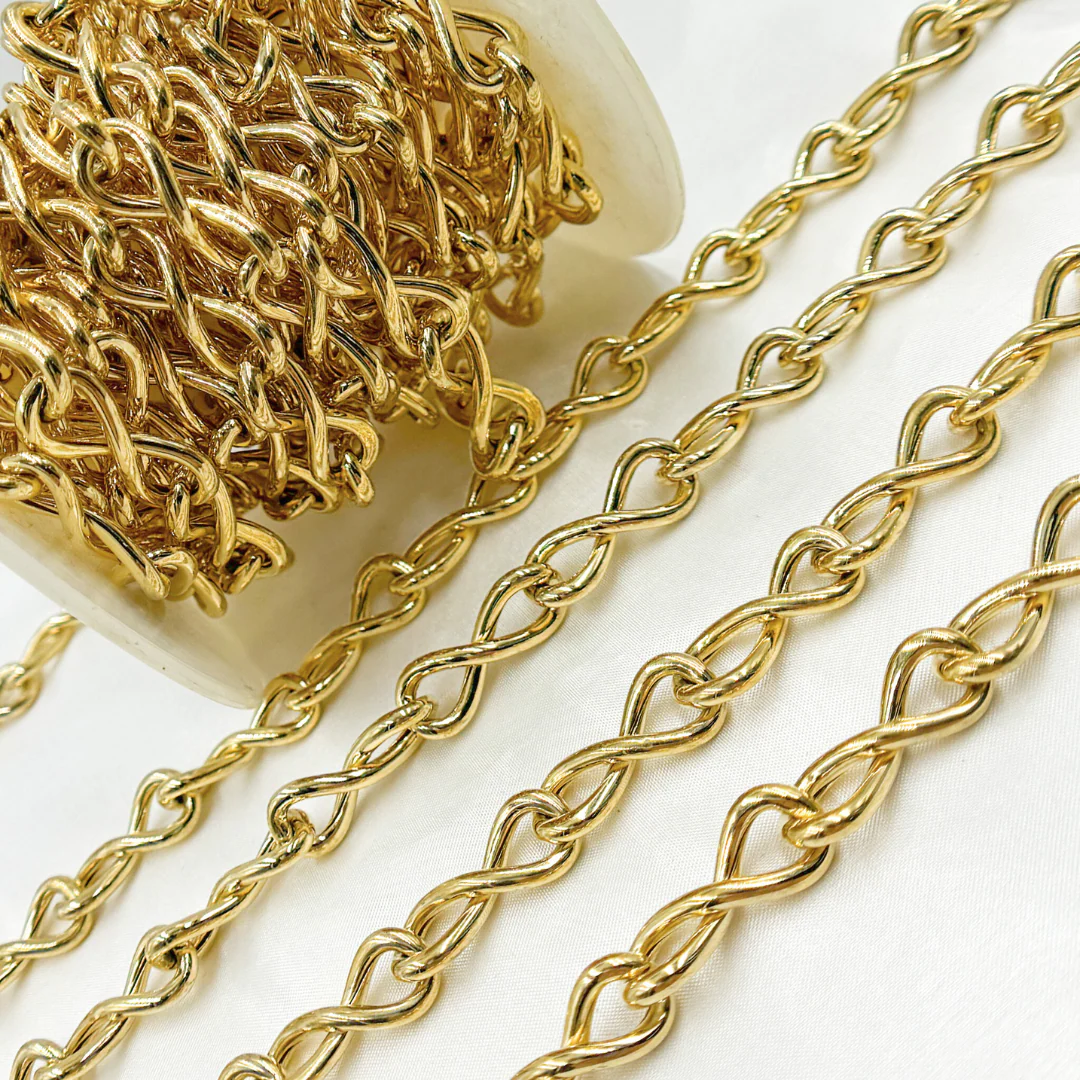 565MTGP. Gold Plated Sterling Silver Hollo Infinity Link Chain - Image 4