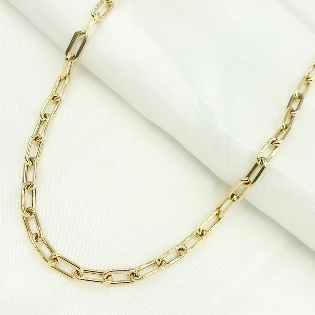 568762MG. 14K Yellow Hollow Gold Smooth Paperclip Chain - Image 5