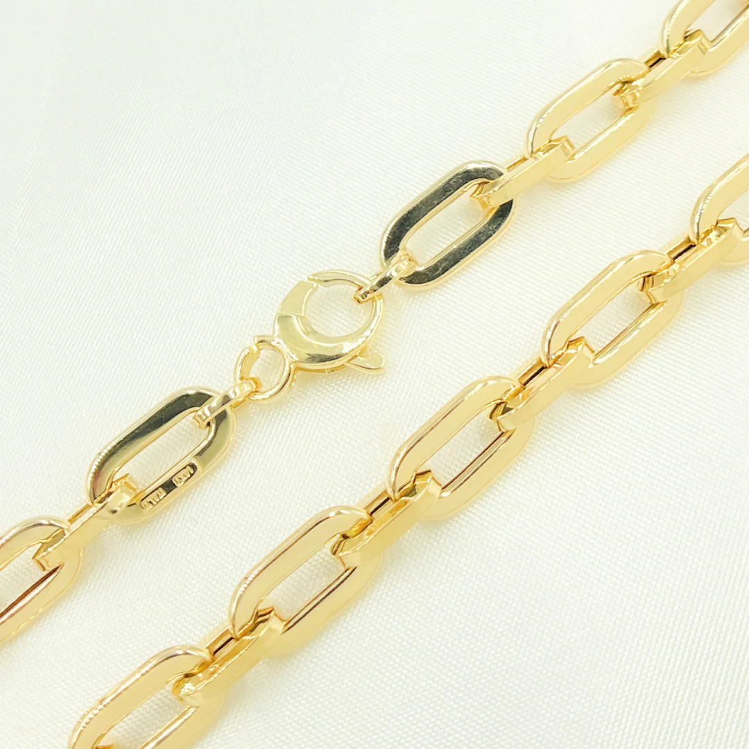 568883GBracelet. 14K Yellow Hollow Gold Flat Paperclip Bracelet - Image 3