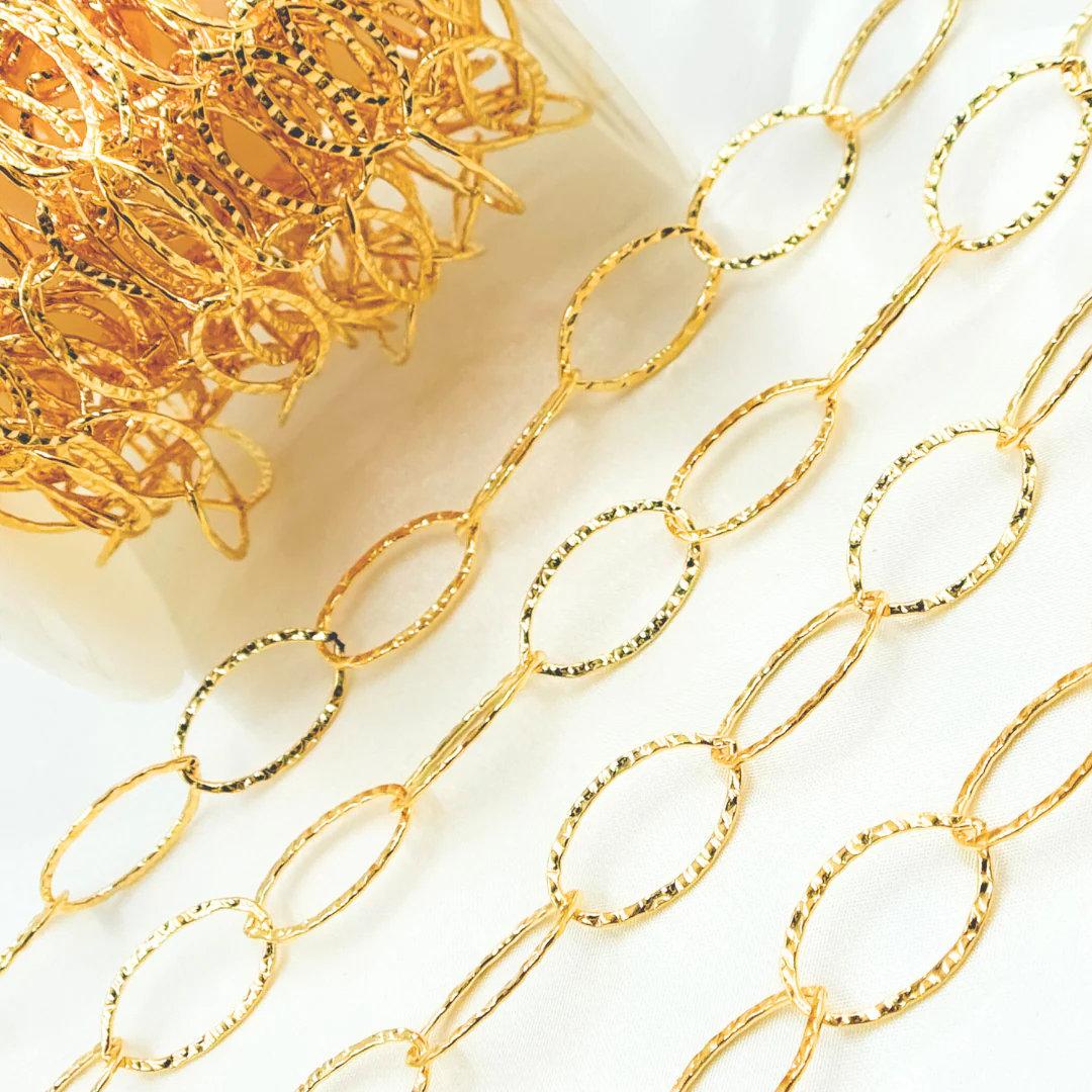 14k Gold Filled Hammered Oval Link Chain. 674KGF - Image 5