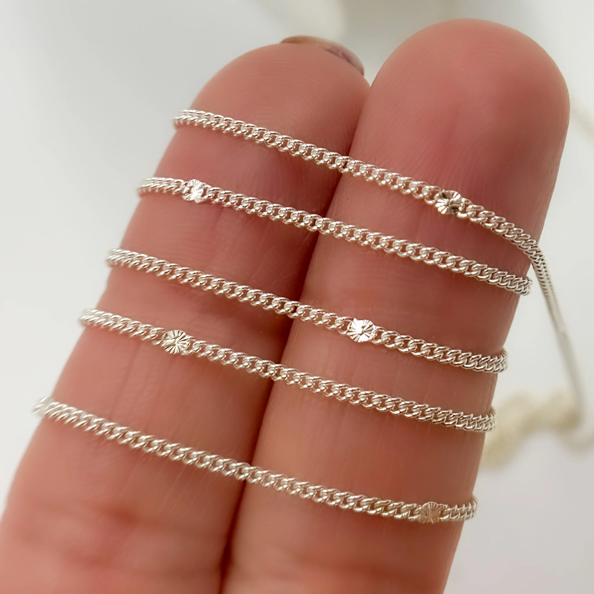 70S1SS. Sterling Silver Satellite Curb & Diamond Cut Marina Link Chain