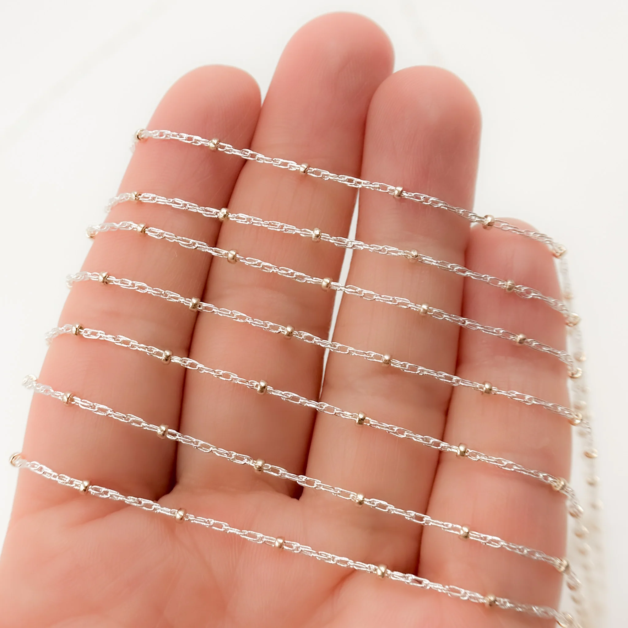877TT. Sterling Silver Rope Chain with 14k Gold Filled Beads - Image 4
