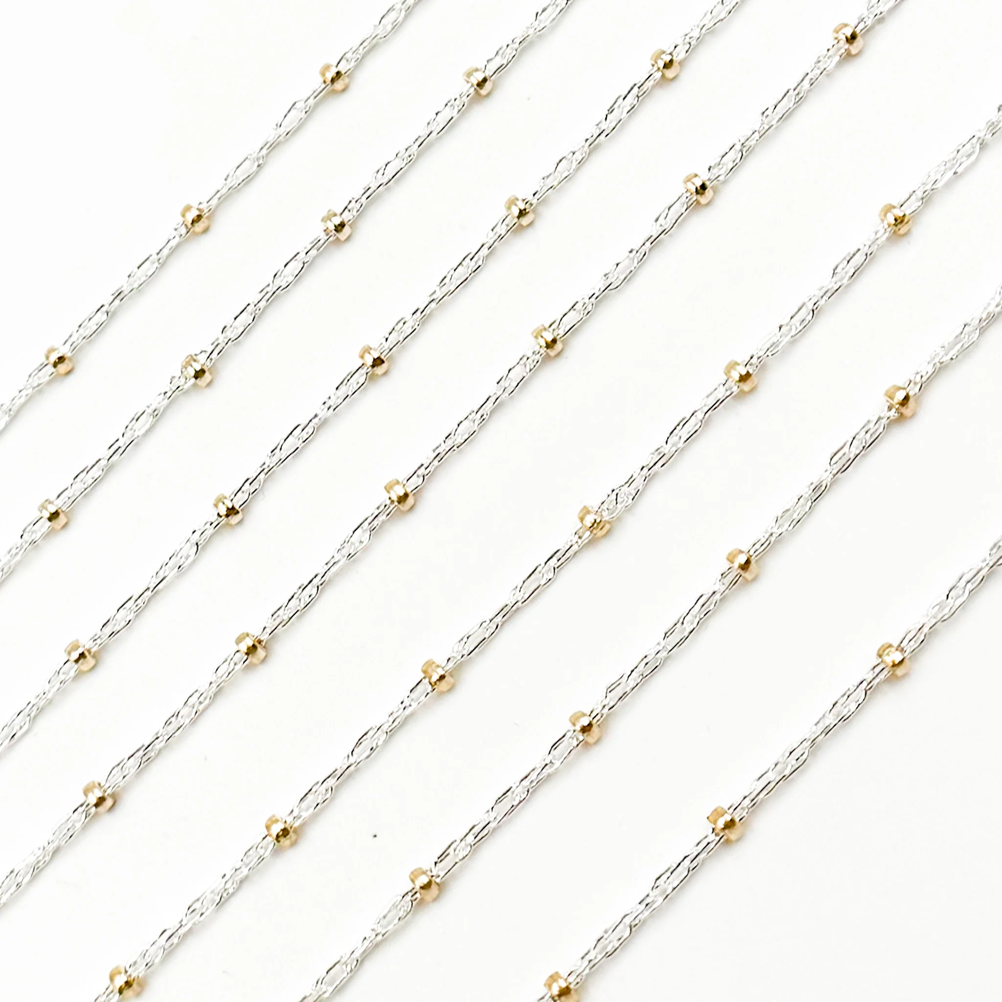 877TT. Sterling Silver Rope Chain with 14k Gold Filled Beads - Image 5