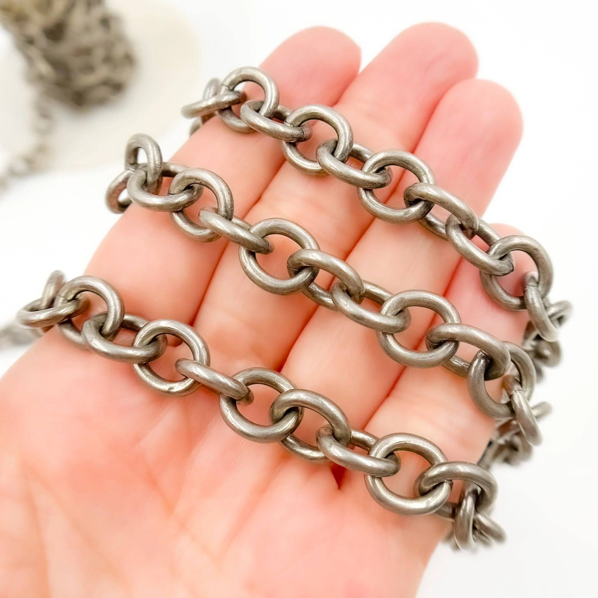 9004OX. Oxidized Sterling Silver Smooth Cable Chain