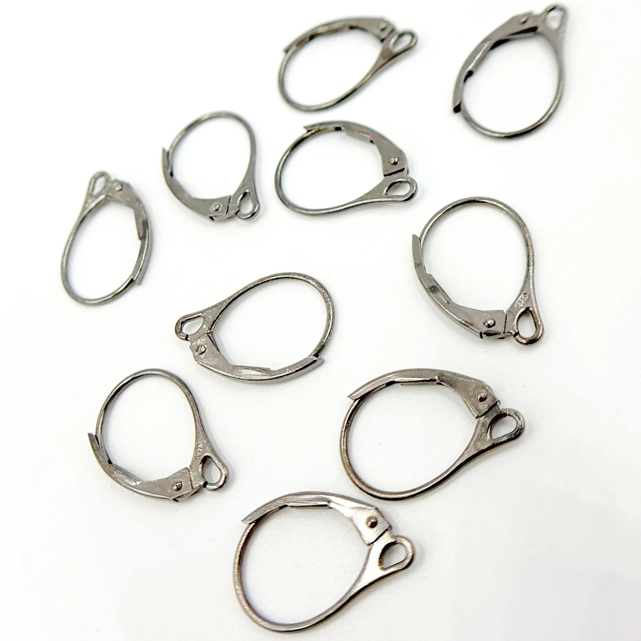 LB0BR. Black Rhodium Sterling Silver Plain Lever Back Ear Wire - Image 3