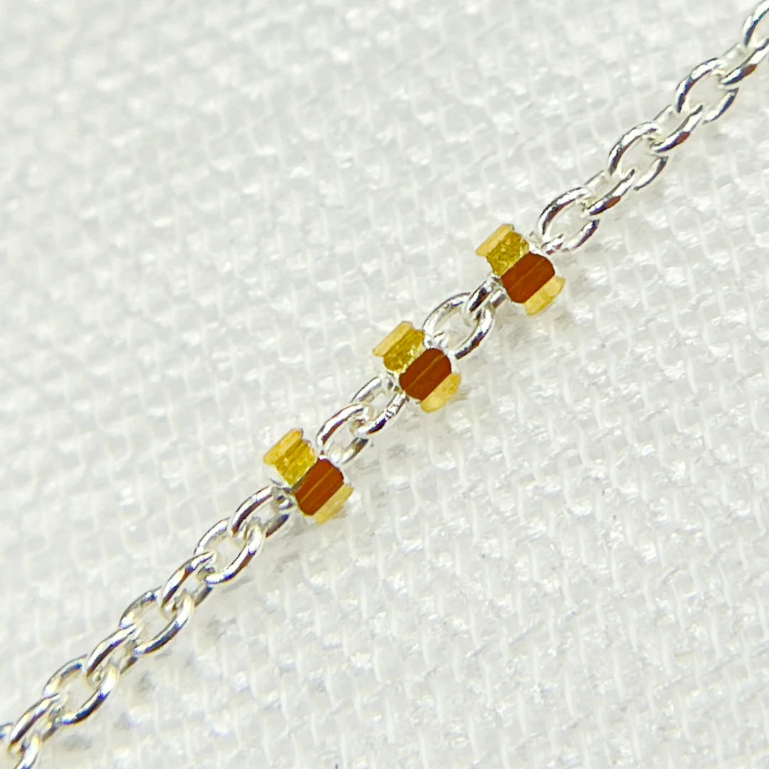 Z26GS2. 925 Sterling Silver Satellite Gold Plated 3 Cubes Chain - Image 6