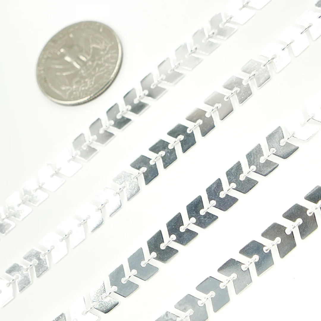 X6SS. 925 Sterling Silver Chevron Chain - Image 3